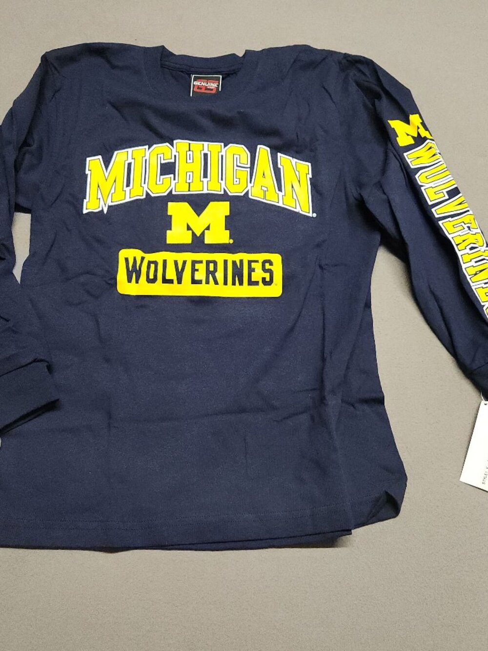 Michigan Wolverines Youth Long Sleeve T Shirt M 10 12 Navy Cotton K 139